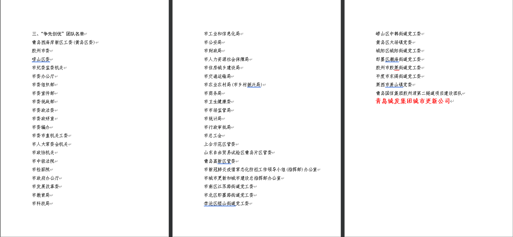 青島城發(fā)城市更新有限公司榮獲“爭先創(chuàng)優(yōu)”團(tuán)隊榮譽(yù)稱號